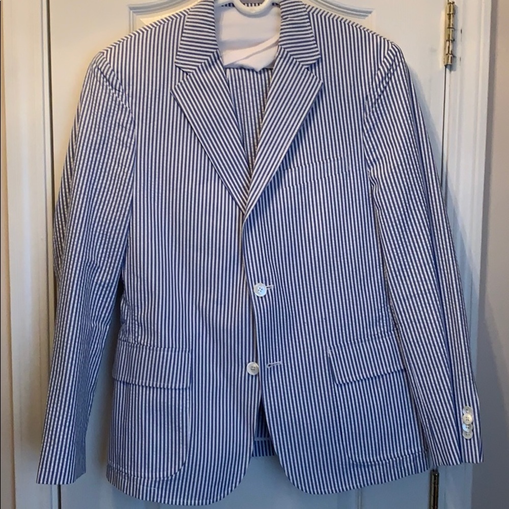 Blue and White Seersucker Suit